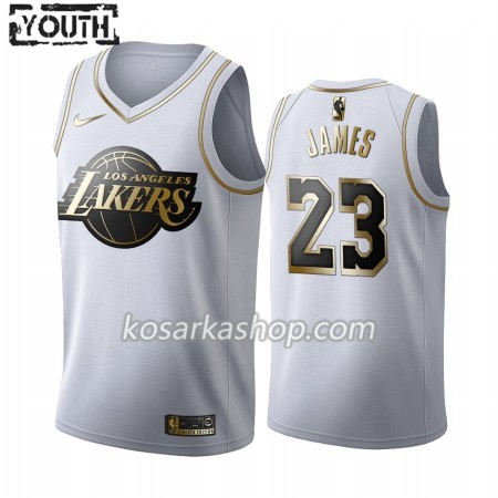 Dres Los Angeles Lakers LeBron James 23 Nike 2019-20 Bijela Golden Edition Swingman - Dječji